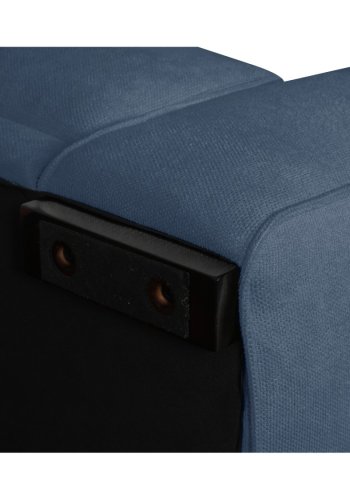 California sofa, m. venstre chaiselong og 2 armpuder - bl stof og sort metal