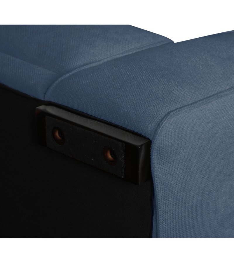 California sofa, m. venstre chaiselong og 2 armpuder - bl stof og sort metal