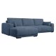 California sofa, m. venstre chaiselong og 2 armpuder - bl stof og sort metal