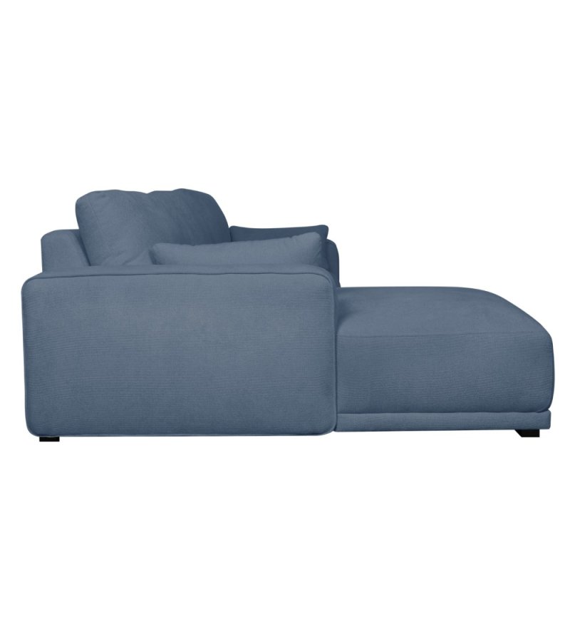 California sofa, m. venstre chaiselong og 2 armpuder - bl stof og sort metal