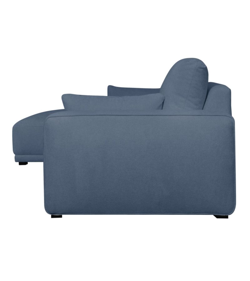 California sofa, m. venstre chaiselong og 2 armpuder - bl stof og sort metal