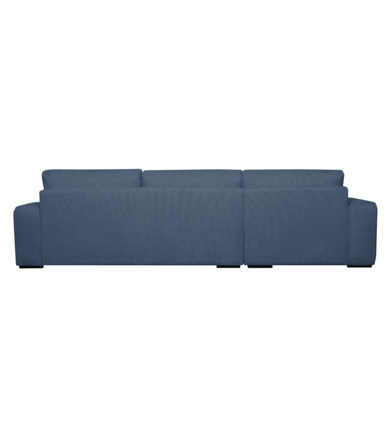 California sofa, m. venstre chaiselong og 2 armpuder - bl stof og sort metal