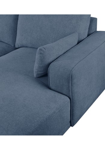 California sofa, m. venstre chaiselong og 2 armpuder - bl stof og sort metal