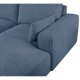 California sofa, m. venstre chaiselong og 2 armpuder - bl stof og sort metal
