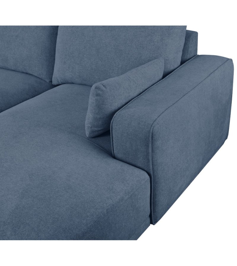 California sofa, m. venstre chaiselong og 2 armpuder - bl stof og sort metal