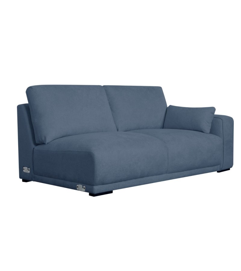 California sofa, m. venstre chaiselong og 2 armpuder - bl stof og sort metal