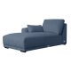 California sofa, m. venstre chaiselong og 2 armpuder - bl stof og sort metal