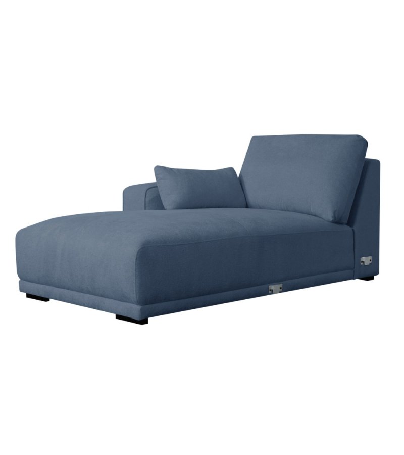 California sofa, m. venstre chaiselong og 2 armpuder - bl stof og sort metal