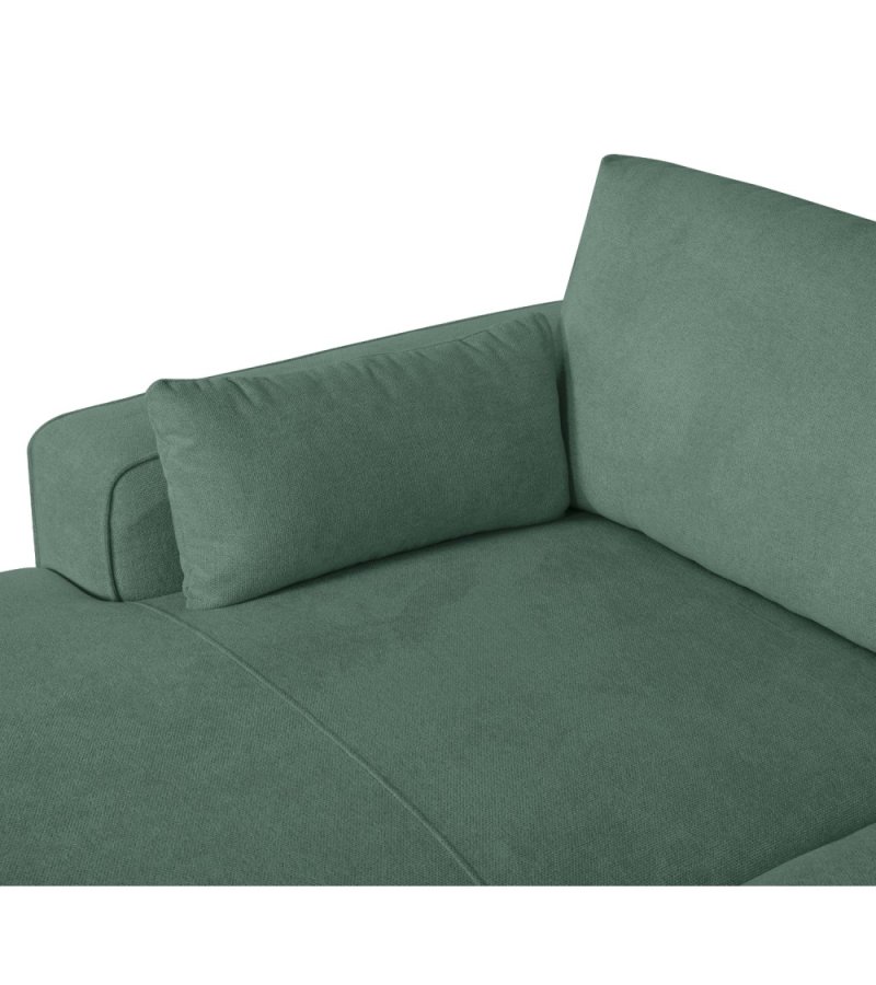 California sofa, m. venstre chaiselong og 2 armpuder - grn stof og sort metal
