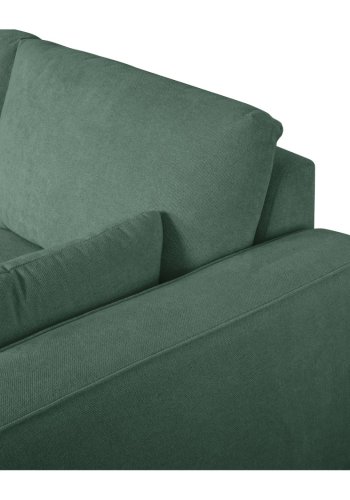 California sofa, m. venstre chaiselong og 2 armpuder - grn stof og sort metal