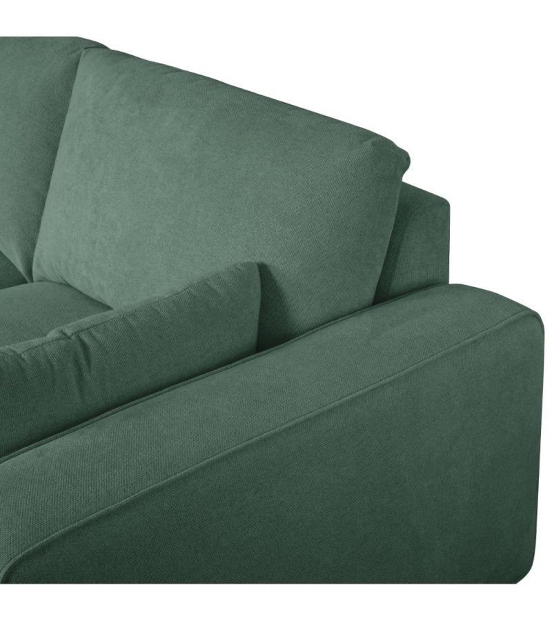 California sofa, m. venstre chaiselong og 2 armpuder - grn stof og sort metal