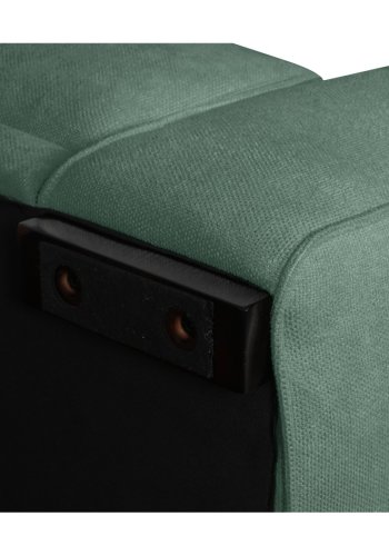 California sofa, m. venstre chaiselong og 2 armpuder - grn stof og sort metal