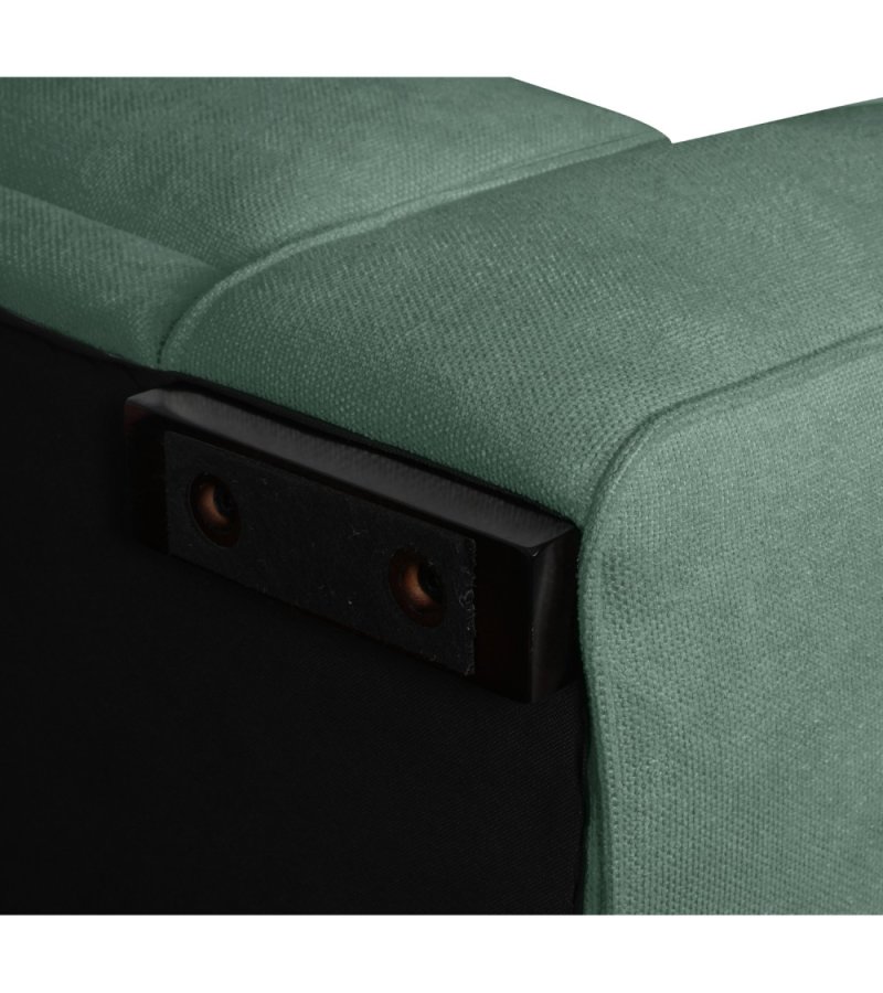 California sofa, m. venstre chaiselong og 2 armpuder - grn stof og sort metal