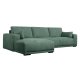 California sofa, m. venstre chaiselong og 2 armpuder - grn stof og sort metal