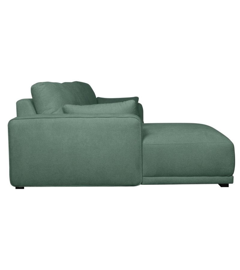 California sofa, m. venstre chaiselong og 2 armpuder - grn stof og sort metal