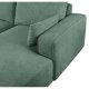 California sofa, m. venstre chaiselong og 2 armpuder - grn stof og sort metal