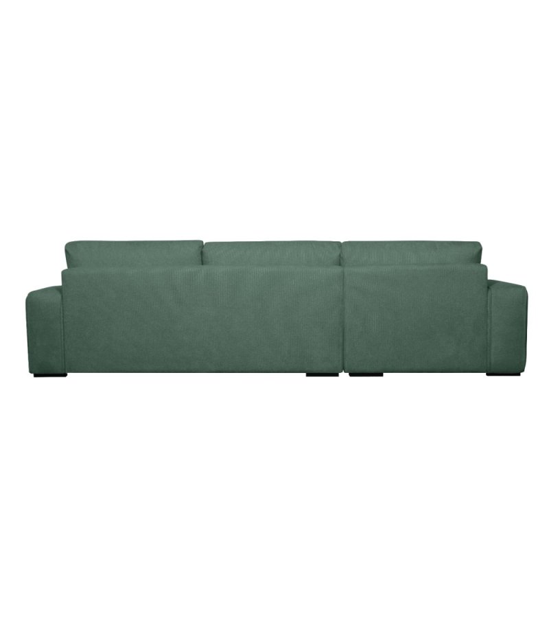 California sofa, m. venstre chaiselong og 2 armpuder - grn stof og sort metal
