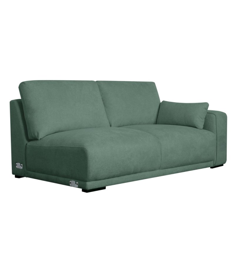 California sofa, m. venstre chaiselong og 2 armpuder - grn stof og sort metal