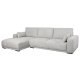 California sofa, m. venstre chaiselong og 2 armpuder - gr stof og sort metal