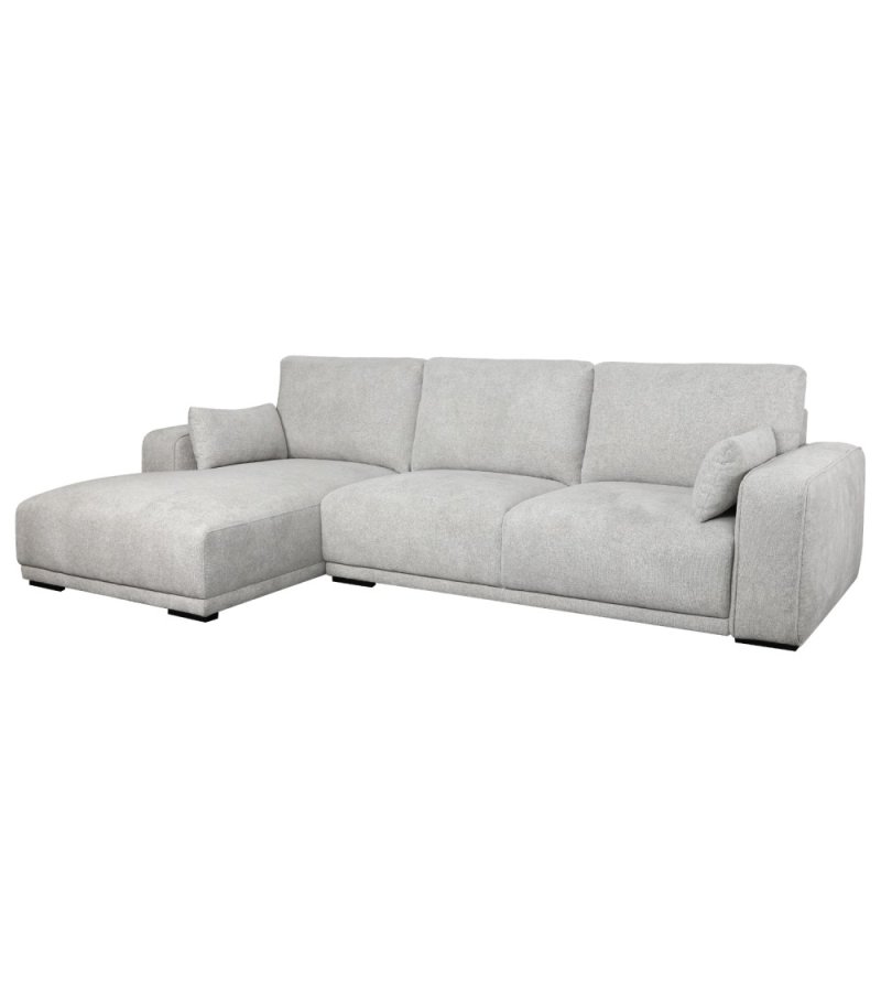 California sofa, m. venstre chaiselong og 2 armpuder - gr stof og sort metal