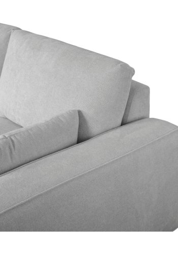 California sofa, m. venstre chaiselong og 2 armpuder - gr stof og sort metal