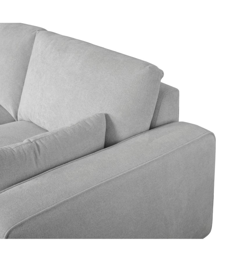 California sofa, m. venstre chaiselong og 2 armpuder - gr stof og sort metal