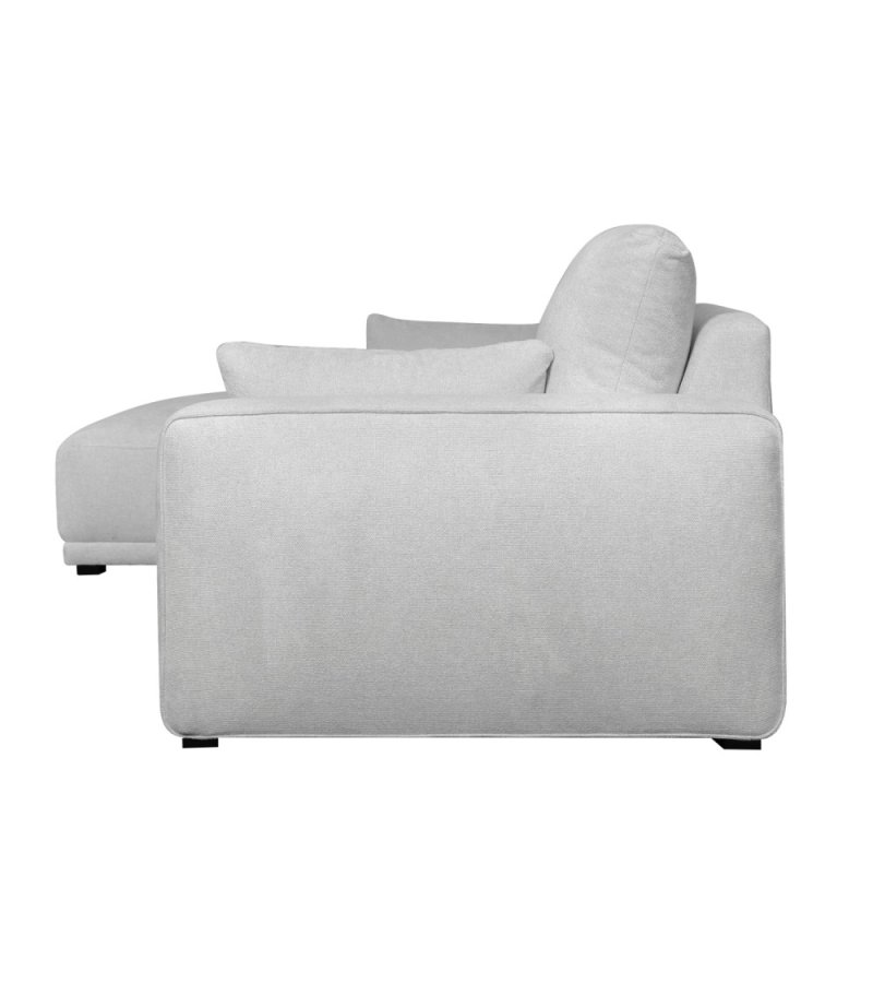 California sofa, m. venstre chaiselong og 2 armpuder - gr stof og sort metal