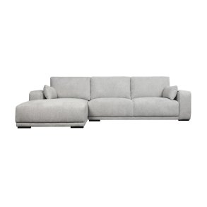California sofa, m. venstre chaiselong og 2 armpuder - gr stof og sort metal