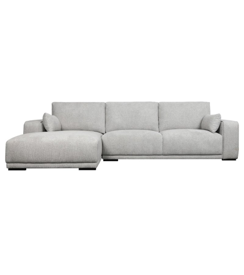 California sofa, m. venstre chaiselong og 2 armpuder - gr stof og sort metal