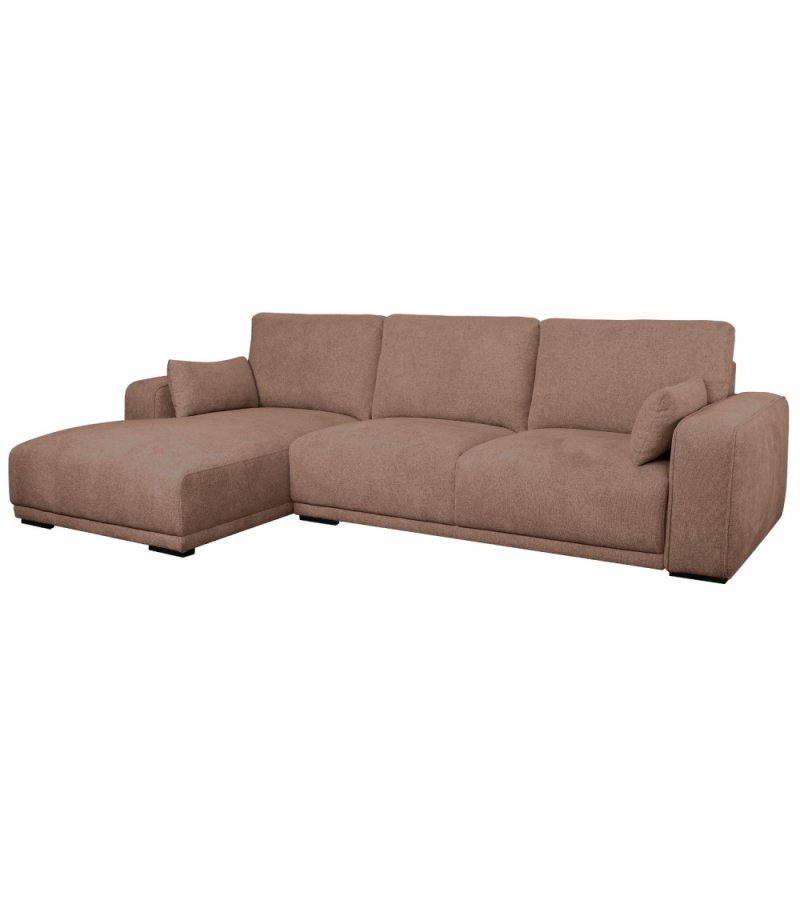 California sofa, m. venstre chaiselong og 2 armpuder - rust stof og sort metal