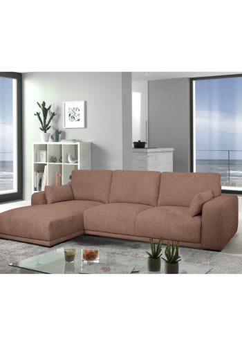 California sofa, m. venstre chaiselong og 2 armpuder - rust stof og sort metal