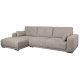 California sofa, m. venstre chaiselong og 2 armpuder - brun stof og sort metal