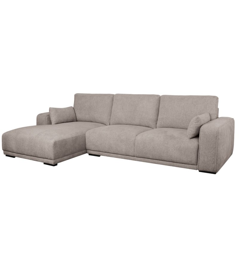 California sofa, m. venstre chaiselong og 2 armpuder - brun stof og sort metal