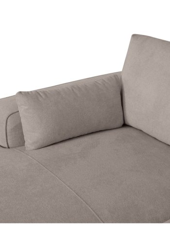 California sofa, m. venstre chaiselong og 2 armpuder - brun stof og sort metal