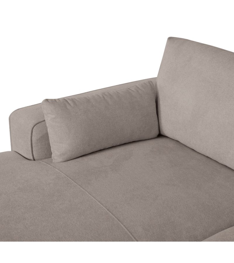 California sofa, m. venstre chaiselong og 2 armpuder - brun stof og sort metal