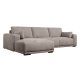 California sofa, m. venstre chaiselong og 2 armpuder - brun stof og sort metal