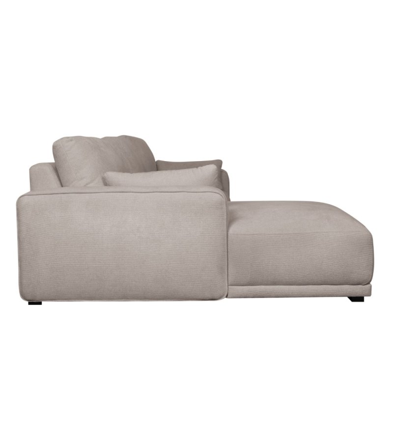 California sofa, m. venstre chaiselong og 2 armpuder - brun stof og sort metal