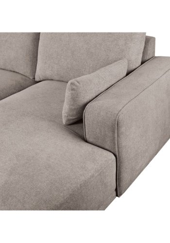 California sofa, m. venstre chaiselong og 2 armpuder - brun stof og sort metal
