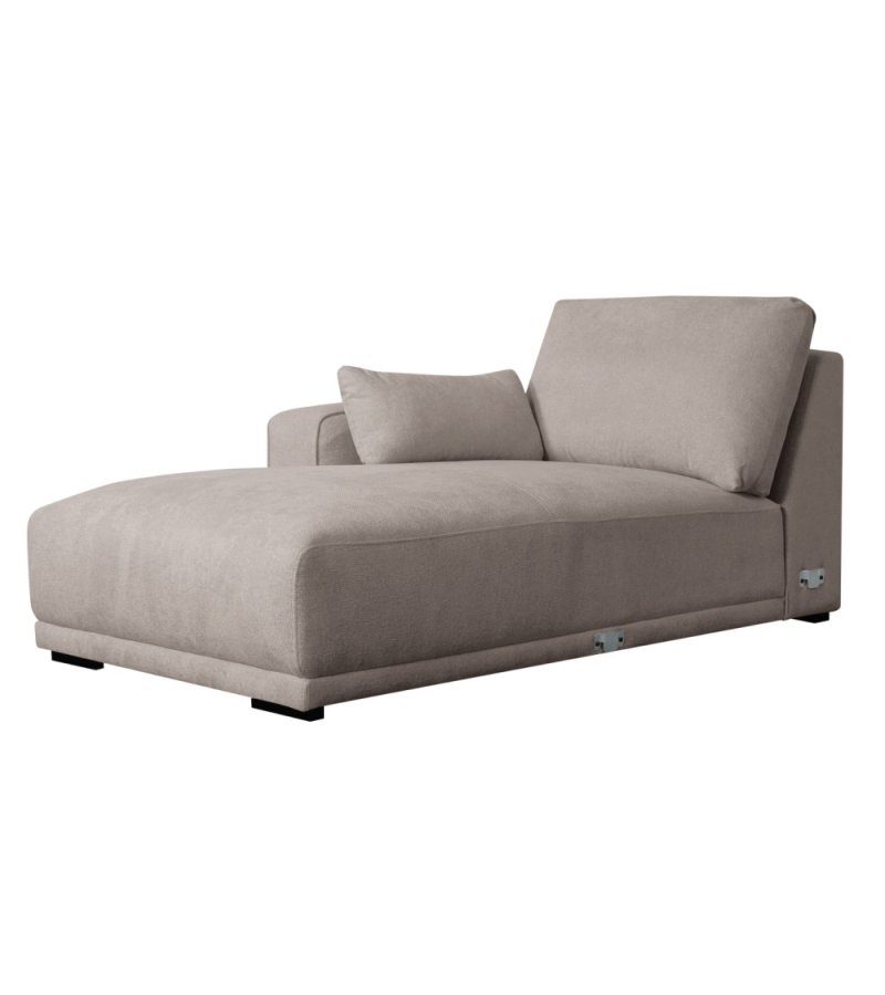 California sofa, m. venstre chaiselong og 2 armpuder - brun stof og sort metal
