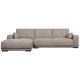California sofa, m. venstre chaiselong og 2 armpuder - brun stof og sort metal