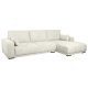 California sofa, m. hjre chaiselong og 2 armpuder - sand stof og sort metal