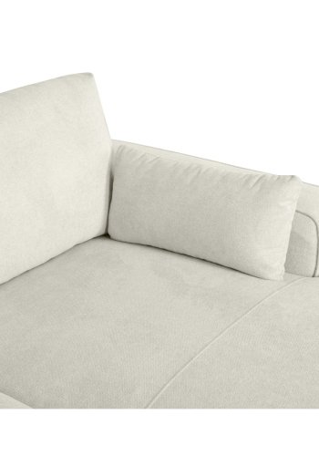 California sofa, m. hjre chaiselong og 2 armpuder - sand stof og sort metal