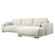 California sofa, m. hjre chaiselong og 2 armpuder - sand stof og sort metal