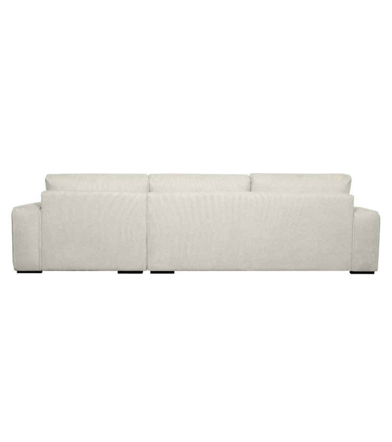 California sofa, m. hjre chaiselong og 2 armpuder - sand stof og sort metal
