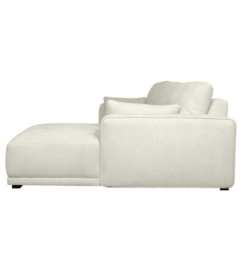 California sofa, m. hjre chaiselong og 2 armpuder - sand stof og sort metal