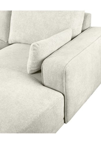 California sofa, m. hjre chaiselong og 2 armpuder - sand stof og sort metal