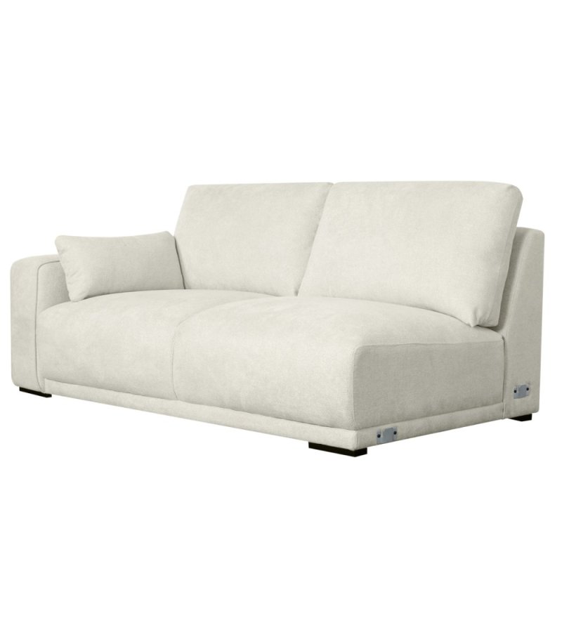 California sofa, m. hjre chaiselong og 2 armpuder - sand stof og sort metal