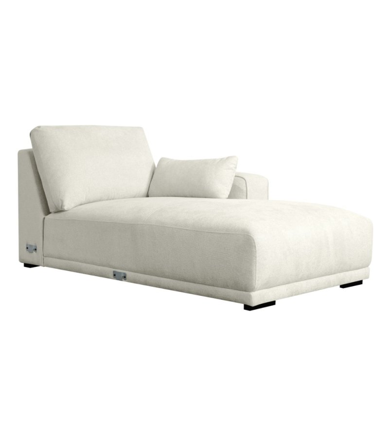 California sofa, m. hjre chaiselong og 2 armpuder - sand stof og sort metal