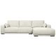 California sofa, m. hjre chaiselong og 2 armpuder - sand stof og sort metal