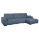 California sofa, m. hjre chaiselong og 2 armpuder - bl stof og sort metal